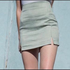 brandy melville green plaid skirt